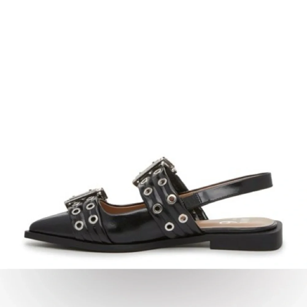 Mix No. 6 Sybel Flat black faux patent leather  silver hardware 9.5 nwot - Picture 6 of 16